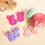 Personalized Easter Bunny Acrylic Dangle Earrings with Initial Pink Doll Party Accessory Easter Gift for Girls