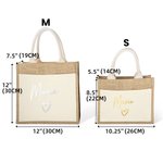 Personalisierte Spiegel Name Liebe Herz Jute Tasche Tote Bag wiederverwendbare Strand Reisen Zubehör Brautparty Muttertag Geschenk für sie