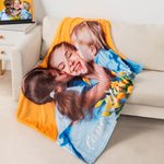 Personalised Soft Photo Throw Blanket with Text Birthday Mother's Day Gift for Family