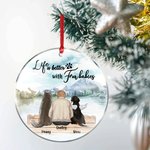 Gepersonaliseerd Leven is Beter met Bont Baby Ronde Acryl Opknoping Ornament Kerst Verjaardag Gift voor hondenliefhebber