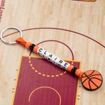 Llavero personalizado hecho a mano de baloncesto voleibol con nombre Cumpleaños Vuelta al cole Regalo para amante del deporte Entrenador Equipo