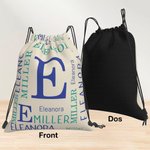 Sac à Dos à Cordon de Serrage Personnalisé avec Nom et Initiale Résistant à l'Eau Cadeau de Noël et d'Anniversaire pour Sport Voyage