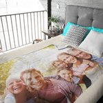 Personalised Soft Photo Throw Blanket with Text Birthday Mother's Day Gift for Family