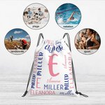 Sac à Dos à Cordon de Serrage Personnalisé avec Nom et Initiale Résistant à l'Eau Cadeau de Noël et d'Anniversaire pour Sport Voyage