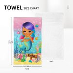 Serviette de Toilette Personnalisée avec Nom Image Sirène Linge Doux Absorbant Accessoire Quotidien pour Fille