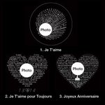 Collier Photo Projection Personnalisée Forme Coeur Micro Sculpté Cadeau Anniversaire Saint Valentin pour Femme