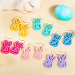 Personalized Easter Bunny Acrylic Dangle Earrings with Initial Pink Doll Party Accessory Easter Gift for Girls