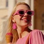 Personalized Easter Bunny Acrylic Dangle Earrings with Initial Pink Doll Party Accessory Easter Gift for Girls