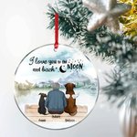 Personalizzato I Love You to the Moon and Back Ornamento da appendere in acrilico rotondo Regalo di Natale e compleanno per chi ama i cani