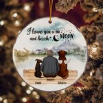 Personalizzato I Love You to the Moon and Back Ornamento da appendere in acrilico rotondo Regalo di Natale e compleanno per chi ama i cani