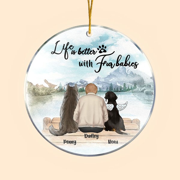 Gepersonaliseerd Leven is Beter met Bont Baby Ronde Acryl Opknoping Ornament Kerst Verjaardag Gift voor hondenliefhebber