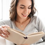 Personalised Graceful Birth Flower Book Necklace Birthday Anniversary Gift for Book Lover Teacher