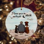 Personalized I Love You to the Moon and Back Round Acrylic Hanging Ornament with Seagull Background Christmas Birthday Gift for Dog Lover