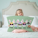Personalisierte 1-8 Cute Bunny Multi-Color Throw Pillow Cover mit Namen Ostern Geburtstag Geschenk für Familie