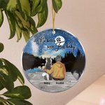 Ornement suspendu rond en acrylique avec fond de ciel étoilé Cadeau d'anniversaire de Noël pour les amoureux des chiens