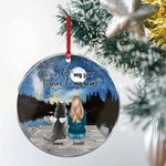 Personnalisé Once by My Side Forever in My Heart Ornament rond en acrylique à suspendre avec fond de ciel étoilé Cadeau d'anniversaire de Noël pour l'