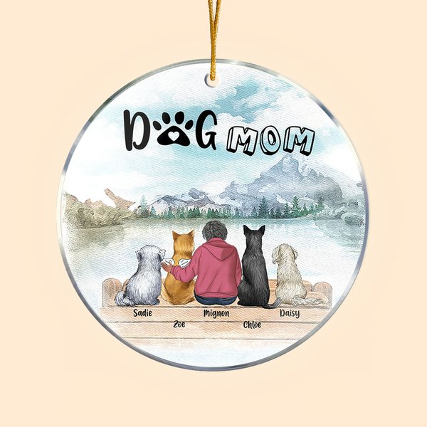 Personalized Dog Mom or Dog Dad Round Acrylic Hanging Ornament Christmas Birthday Gift for Dog Lover