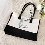 Personalized Line Birth Flower Large Capacity Beach Canvas Tote Bag with Waterproof Liner Bridal Party Summer Gift for Girls Women