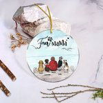 Personalized Fur Mama or Papa Round Acrylic Hanging Ornament with Seagull Background Christmas Birthday Gift for Dog Lover