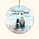 Personalized I Love You to the Moon and Back Round Acrylic Hanging Ornament with Seagull Background Christmas Birthday Gift for Dog Lover