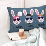 Personalisierte 1-8 Cute Bunny Multi-Color Throw Pillow Cover mit Namen Ostern Geburtstag Geschenk für Familie