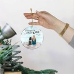 Personalized I Love You to the Moon and Back Round Acrylic Hanging Ornament with Seagull Background Christmas Birthday Gift for Dog Lover