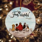 Personalized Fur Mama or Papa Round Acrylic Hanging Ornament with Seagull Background Christmas Birthday Gift for Dog Lover