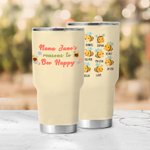 Personalisierte Happy Bee 30oz Becher mit 2-10 Namen Muttertag Geburtstag Geschenk für Mama Oma