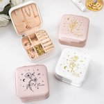 Personalisierte Zodiac Geburt Blume Schmuckkasten Travel Case mit Namen Geburtstag Brautjungfer Geschenk für Frauen Mädchen