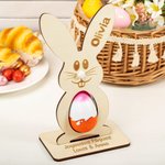 Porte-Oeufs Lapin de Pâques Personnalisé avec Nom Gravé Cadeau de Décoration de Pâques pour Enfant