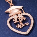 Personalized Graduation Cap Heart Zircon Necklace Bracelet with Name Class of 2024 Graduation Gift for Her