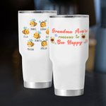 Personalisierte Happy Bee 30oz Becher mit 2-10 Namen Muttertag Geburtstag Geschenk für Mama Oma