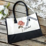 Sac de Plage Personnalisé avec Nom et Fleur de Naissance à l'Aquarelle Sac Tote Imperméable Cadeau Vacances d'Été Soirée de Mariage pour Femme