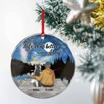Personalized Life is Better with a Dog Round Acrylic Hanging Ornament with Night Starry Sky Background Christmas Birthday Gift for Dog Lover