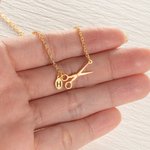Personalized Dainty Scissors Necklace with Birthstone and Initial Disc Birthday Graduation Gift for Hairstylist Hairdressing Lovers