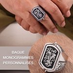 Bague de Signet Personnalisée avec Initiale Anneau Anti-Stress Fait à la Main Style Rétro Retournement de Monogrammes Cadeau Anniversaire pour Homme