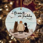 Personalisierte Leben ist besser mit Fell Baby Runde Acryl hängenden Ornament mit Möwe Hintergrund Weihnachten Geburtstag Geschenk für Hundeliebhaber