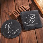 Gepersonaliseerde Initial Leisteen onderzetter met tekst Eettafel Decor Housewarming Gift voor echtpaar Familie