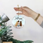 Personalized Fur Mama or Papa Round Acrylic Hanging Ornament with Seagull Background Christmas Birthday Gift for Dog Lover