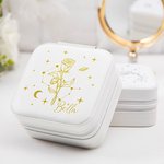 Personalisierte Zodiac Geburt Blume Schmuckkasten Travel Case mit Namen Geburtstag Brautjungfer Geschenk für Frauen Mädchen