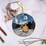 Ornement suspendu rond en acrylique avec fond de ciel étoilé Cadeau d'anniversaire de Noël pour les amoureux des chiens