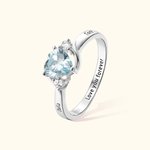 Personalised Heart Birthstone Promise Sterling Silver Ring with Engraving Text Mother's Day Wedding Gift for Her