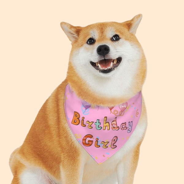Multicolor Birthday Pet Bandana with Name Embroidery