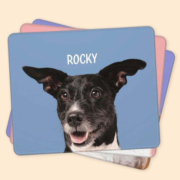 Personalized 1-3 Pet Photos Non-slip Mouse Pad with Names Computer Gadget Office Accessory Gift for Pet Lover