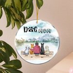 Personalised Dog Mom or Dog Dad Round Acrylic Hanging Ornament Christmas Birthday Gift for Dog Lover