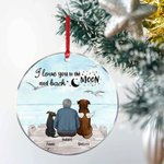 Personalized I Love You to the Moon and Back Round Acrylic Hanging Ornament with Seagull Background Christmas Birthday Gift for Dog Lover