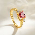 Anillo personalizado con piedra de nacimiento en forma de corazón zirconia y texto grabado regalo para el Día de la Madre o San Valentín para ella