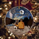 Ornement suspendu rond en acrylique avec fond de ciel étoilé Cadeau d'anniversaire de Noël pour les amoureux des chiens