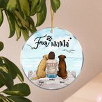 Personalized Fur Mama or Papa Round Acrylic Hanging Ornament with Seagull Background Christmas Birthday Gift for Dog Lover