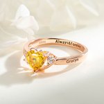 Anillo personalizado con piedra de nacimiento en forma de corazón zirconia y texto grabado regalo para el Día de la Madre o San Valentín para ella